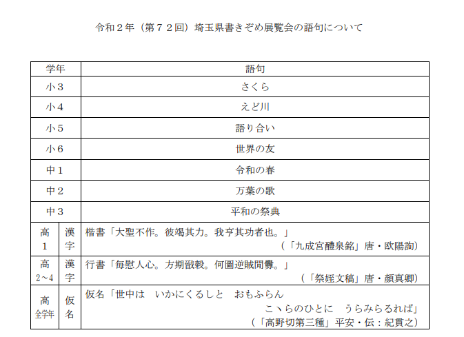 書き初め小学生2020