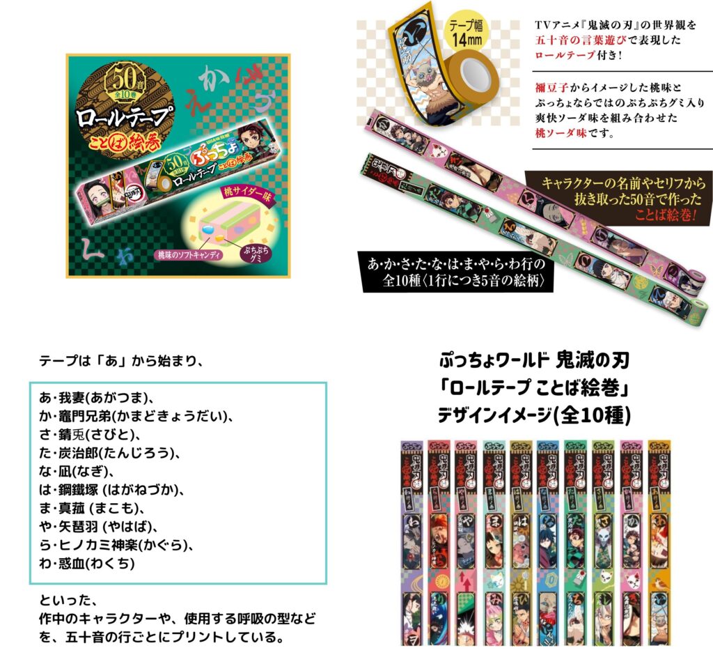 鬼滅の刃ぷっちょコラボ ぷっちょワールド桃サイダー味 発売 ロールテープ付きコンビニ販売お菓子 Zoompress ズームプレス