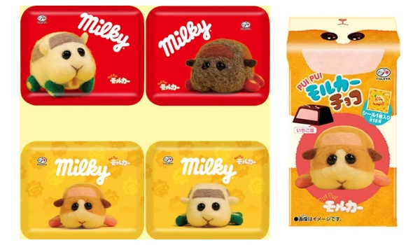 不二家×プイプイ モルカー コラボ新商品発売～ミルキー缶(全10種)、遊べる外箱チョコ、パフケーキなど